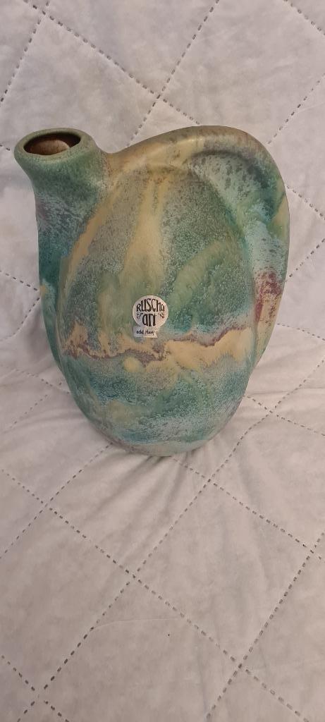 Handgemaakte vaas abstracte stijl Ruscha Art, Huis en Inrichting, Woonaccessoires | Vazen, Zo goed als nieuw, Groen, Minder dan 50 cm