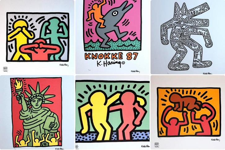 Ensemble unique lithographies/ 6/Keith Herring/ + certificat, Antiquités & Art, Art | Lithographies & Sérigraphies, Enlèvement