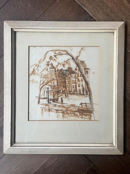 Tekening met inkt begin 20e eeuw!, Antiek en Kunst, Kunst | Tekeningen en Fotografie, Ophalen of Verzenden