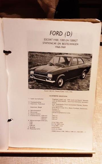 Ford escort technische fiche, Boeken, Ophalen of Verzenden, Zo goed als nieuw, Ford