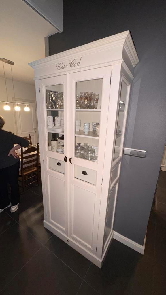 Buffet blanc avec portes vitrées - Riviera Maison, Maison & Meubles, Armoires | Buffets, Comme neuf, 150 à 200 cm, 100 à 150 cm