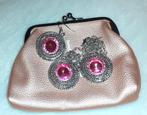 Juwelenset roze strass Zara, Handtassen en Accessoires, Oorbellen, Verzenden, Roze, Glas