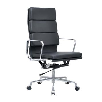 Eames EA 219 Soft pad Bureaustoel Zwart leer