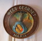 Mooi Oud Geschilderd Houten Bord - Wees gegroet Maria, Antiek en Kunst, Antiek | Religieuze voorwerpen, Ophalen of Verzenden