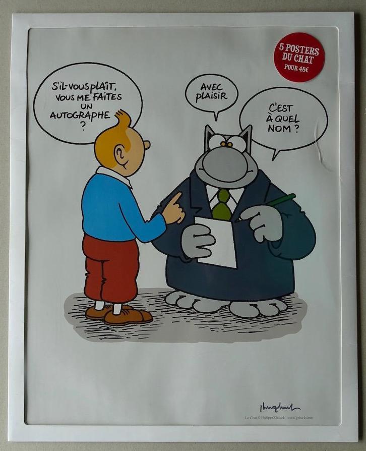 Portfolio 5 posters De Kat (Geluck), Boeken, Stripverhalen, Zo goed als nieuw, Eén stripboek, Ophalen