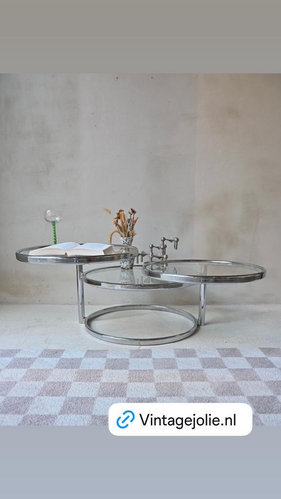 Mooie Jaren 70 /salontafel/coffee table Chroom en glas, Huis en Inrichting, Tafels | Salontafels, Zo goed als nieuw, Ophalen