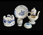 Set 1950-1960 antiek Delftsblauw servies theepot Vaas Pot, Antiek en Kunst, Ophalen of Verzenden
