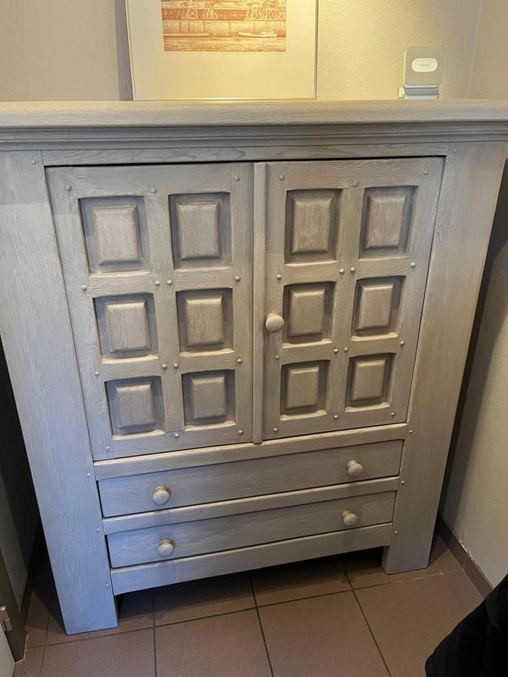 Handgemaakt - gezandstraalde eik - kasten, Maison & Meubles, Armoires | Buffets, Comme neuf, Enlèvement
