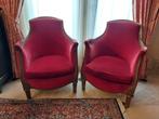 Barokke fauteuils, 2 stuks, rood fluweel, Antiek en Kunst, Ophalen