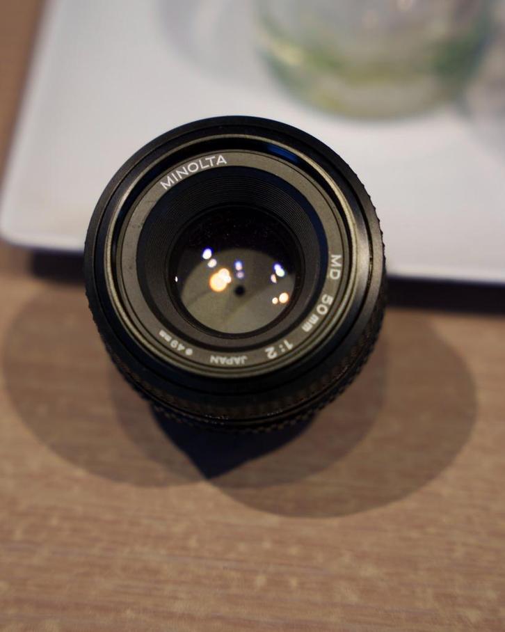 Minolta MD 50 mm 1:2 f/2, Audio, Tv en Foto, Fotocamera's Analoog, Zo goed als nieuw, Spiegelreflex, Minolta, Ophalen of Verzenden