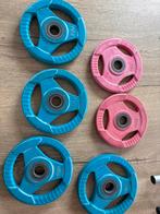 Gewichten + 2 halters, Sport en Fitness, Ophalen, Gebruikt, Halterstangen