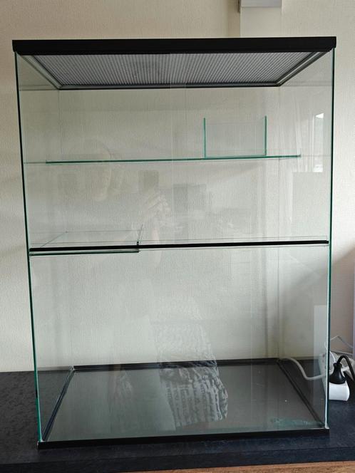 Glazen knaagdierterrarium met 2 plateaus, Dieren en Toebehoren, Knaagdieren en Konijnen | Hokken en Kooien, Zo goed als nieuw