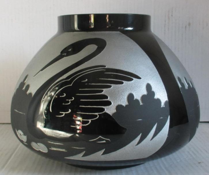 art deco Boomse vaas Artver met zwanen Paul Heller, Antiek en Kunst, Antiek | Glaswerk en Kristal, Verzenden