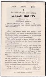 leopold Baerts Lummen gesneuveld bevrijding 6 sept 1944, Verzamelen, Bidprentjes en Rouwkaarten, Verzenden, Bidprentje