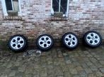4 winterbanden 195/55R15 91V XL op aluminum velgen, Auto-onderdelen, Banden en Velgen, Ophalen, Gebruikt, 15 inch, Velg(en)