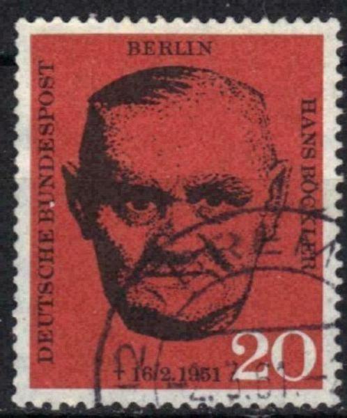 Duitsland Berlijn 1961 - Yvert 176 - Hans Bockler (ST), Timbres & Monnaies, Timbres | Europe | Allemagne, Affranchi, Envoi