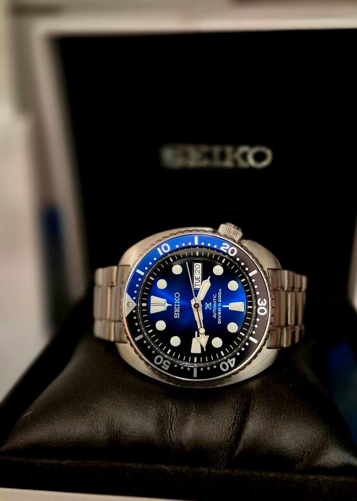 Seiko turtle diver batman automatic full set, Handtassen en Accessoires, Horloges | Heren, Zo goed als nieuw, Breitling, Ophalen of Verzenden