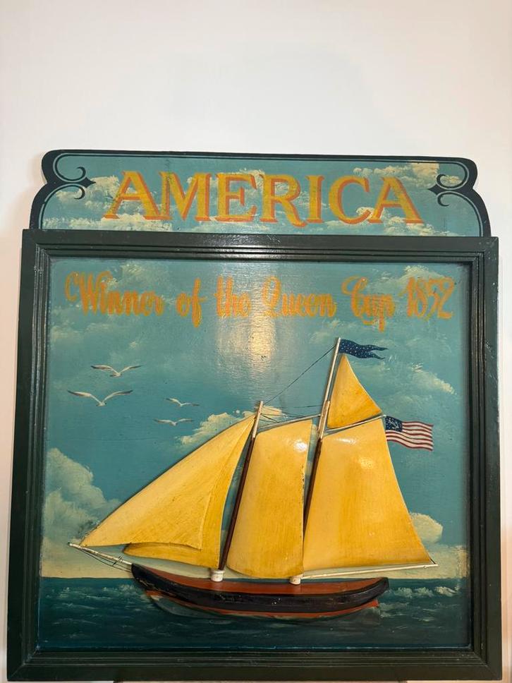 3D houten muurdecoratie zeilboot, Antiek en Kunst, Kunst | Overige Kunst, Ophalen