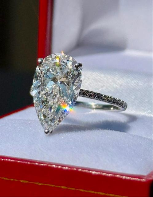Gouden ring met VS1 diamant 5.24ct! certificaat! nieuw! 17mm, Handtassen en Accessoires, Ringen, Nieuw, Dame, 17 tot 18, Goud