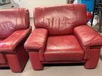 2 sièges club en cuir rouge à vendre, Enlèvement, Comme neuf, Banc droit
