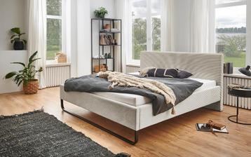Lit design rembourré 180 x 200 cm. Corduroy Beige ou gris, Neuf, Tissu, Beige, 180 cm
