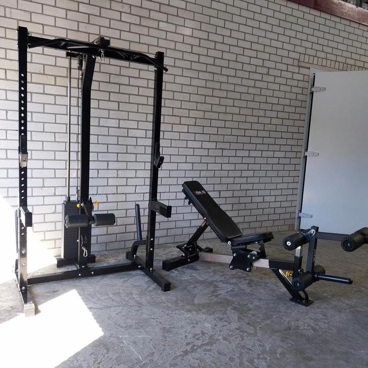 Atx Megatec Halfrack, Lat Pulldown 115kg Stack + Multi Bench, Sport en Fitness, Fitnessmaterialen, Ophalen