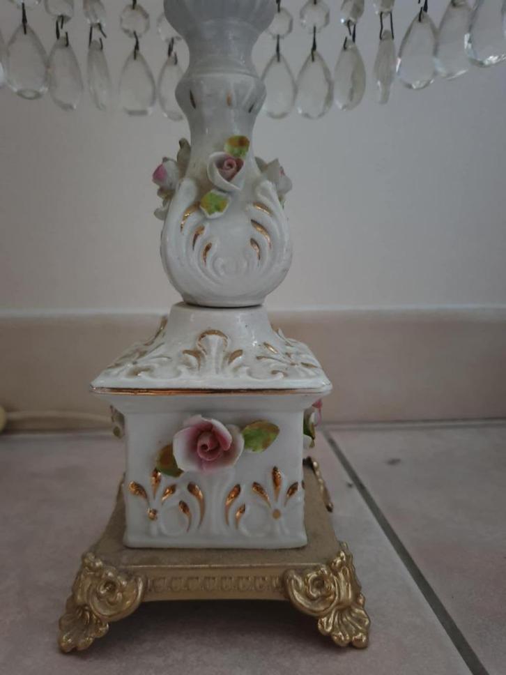 Tafel Lamp Kristal Roosjes Goud Kleur, Huis en Inrichting, Lampen | Tafellampen, Gebruikt, Minder dan 50 cm, Glas, Metaal, Overige materialen