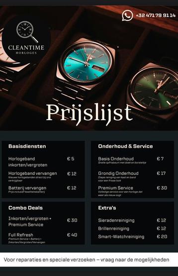 Professionele horlogereiniging & herstelling beschikbaar voor biedingen