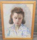 Pastel femme signe Paul tondreau, Antiek en Kunst, Kunst | Schilderijen | Klassiek, Ophalen of Verzenden