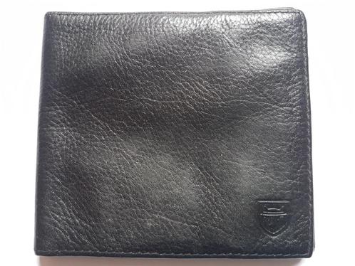Vintage leren portemonnee met portemonnee 9 x 9,5 cm, Handtassen en Accessoires, Portemonnees, Zwart, Leder, Ophalen of Verzenden