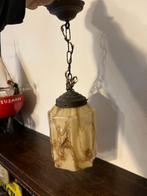 Gemarmerde opaline Art deco hanglamp 1930's, Antiek en Kunst, Antiek | Verlichting, Ophalen
