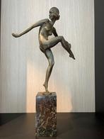 Bronzen beeld - art deco 'danseres met tamboerijn' Pierrette, Ophalen, Brons