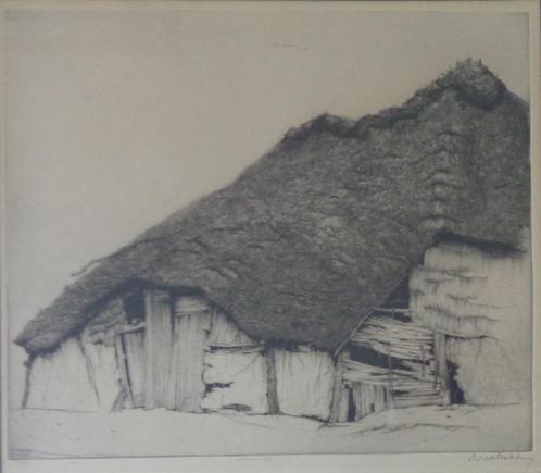 DIRK BAKSTEEN / VETERAAN III / ZW-W ETS / 63x68cm / KADER, Antiek en Kunst, Kunst | Litho's en Zeefdrukken, Ophalen of Verzenden