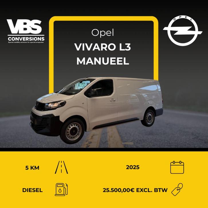 opel Vivaro L3 Manueel, Auto's, Bestelwagens en Lichte vracht, Bedrijf, Te koop, 360° camera, ABS, Achteruitrijcamera, Airconditioning