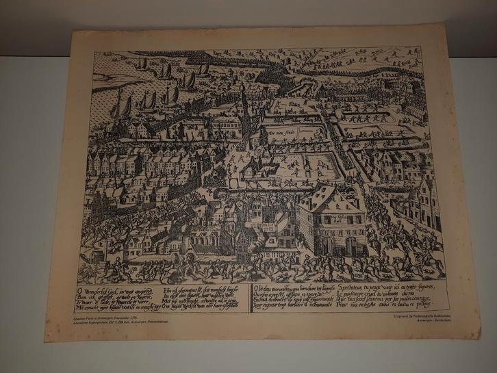 Gravure historique : Spanish Fury in Antwerp, Antiquités & Art, Art | Eaux-fortes & Gravures, Enlèvement ou Envoi