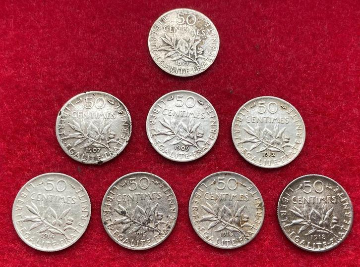 Muntencollectie - Muntenzaaier van 50 cent 1899-1918, Antiek en Kunst, Antiek | Zilver en Goud, Zilver, Ophalen of Verzenden