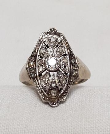 Art Deco ring 18kt diamant markies. beschikbaar voor biedingen