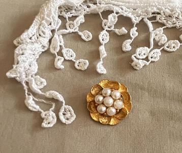 Vintage : Ancienne broche / pendentif avec perles