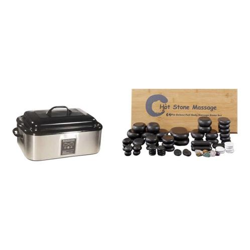 Kit chauffe-pierres 17 L + 64 pierres en basalte, Handtassen en Accessoires, Edelstenen, Zo goed als nieuw, Ophalen