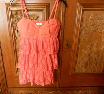 (45)- blouse femme t.36  rose orangé - jennyfer -