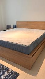 Bed + matras (Ikea) 180x200, Comme neuf, Deux personnes, Beige, 180 cm