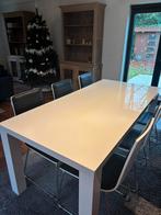 Witte tafel in lak met 6 stoelen, Ophalen, Gebruikt, Rechthoekig