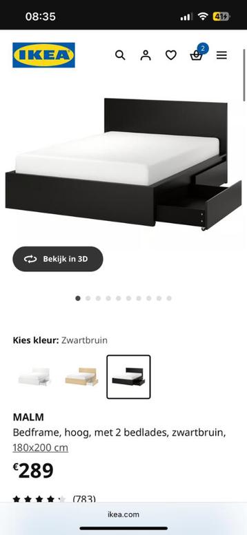 MALM IKEA bed, Enlèvement, Utilisé, 180 cm, 200 cm