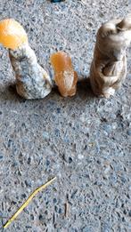 Set van 3 beelden in roze kwarts en andere mineralen, Ophalen of Verzenden