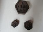 Antieke Franse zeshoekige gietijzeren gewichten, Hectog.+ Kg, Antiek en Kunst, Ophalen of Verzenden