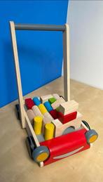 Plan Toys - houten loopwagen met blokkenset babywalker, Ophalen, Zo goed als nieuw, Duw- of Trekspeelgoed