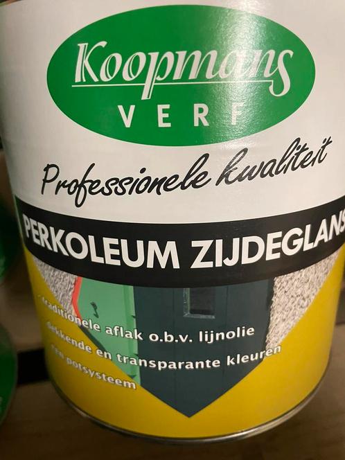 Koopmans perkoleum dekkende beits ral 9010, zuiver wit 2,5l, Hobby en Vrije tijd, Schilderen, Nieuw, Ophalen of Verzenden