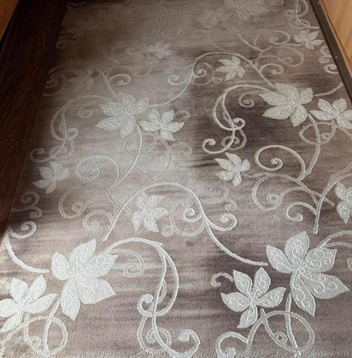 2 paar Mooie sierlijke vloermat, Huis en Inrichting, Stoffering | Tapijten en Vloerkleden, Zo goed als nieuw, Beige, Ophalen