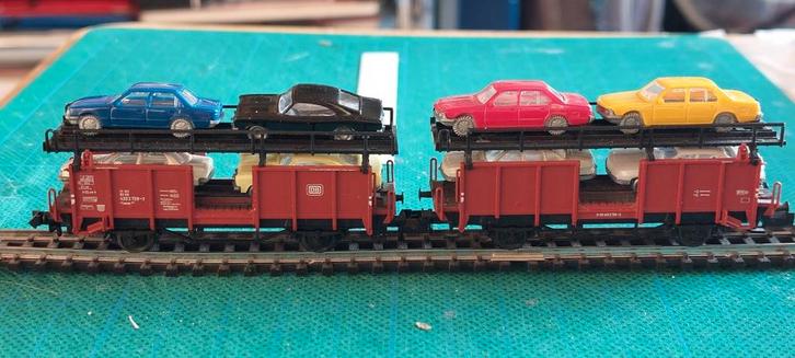 NLK 0113 FLEISCHMANN AUTOTRANSPORT MET LADING 1/160, Hobby en Vrije tijd, Modeltreinen | N-Spoor, Zo goed als nieuw, Wagon, Gelijkstroom