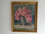 Tableau: Vase et fleurs. Signé: "Marie MOLITOR" Vintage, Antiquités & Art, Enlèvement